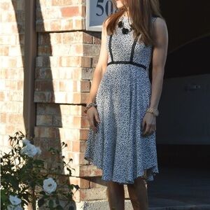 H&M Black and White Patterned Midi Dress